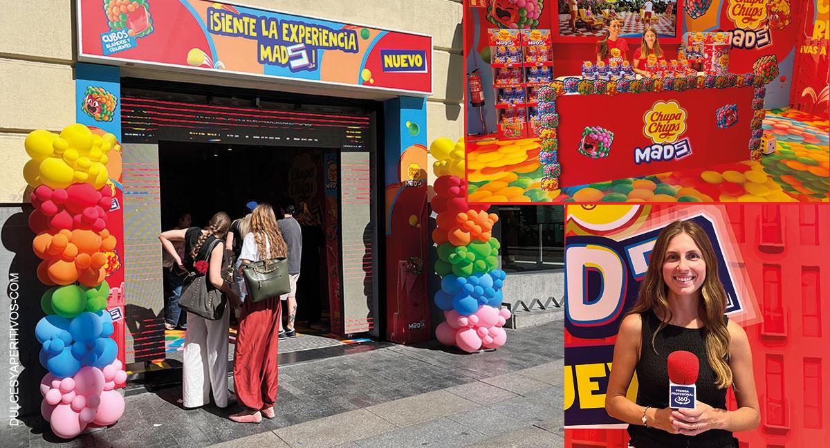 Mads sale a la calle con una pop-up de Chupa Chups