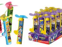 Ventilador manual con caramelos Barbie + Hot Wheels, Lady Bug, Patrulla Canina y Sonic, de Dolci Preziosi