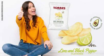 Patatas Torres lanza Torres Avocado Lima y Pimienta Negra, chips gourmet con aceite de aguacate