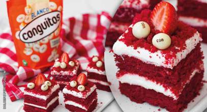 Receta: Tarta Red Velvet con Conguitos Blancos