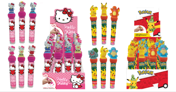 Tubo Stamp Pokémon y Hello Kitty, de Dolci Preziosi