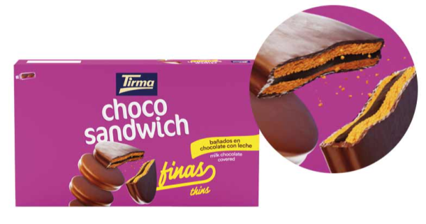 ChocoSandwich Finas Bañadas con Chocolate con leche, de Tirma