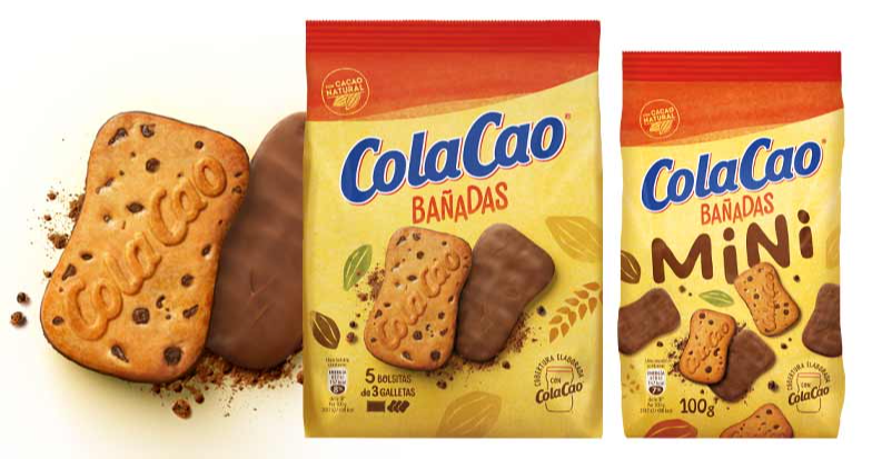 Galletas Bañadas en Chocolate Cola Cao y sus Galletas Bañadas en Chocolate Cola Cao Mini , de Idilia Foods