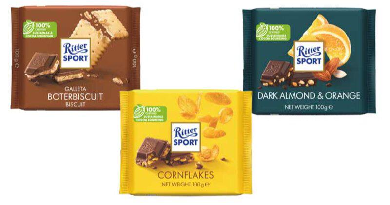 Chocolate con Leche, Negro o Blanco con Avellanas Enteras, de Ritter Sport