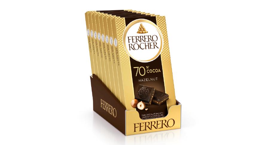 Tabletas Ferrero Rocher 90 g Dark 70%, de Ferrero Ibérica