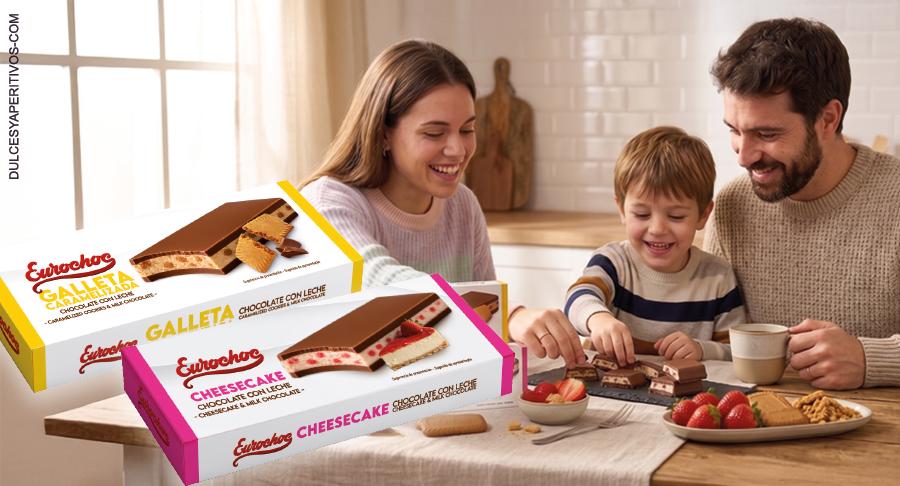 Las barritas de Cheescake y Galleta caramelizada de Eurochoc evolucionan a tabletas